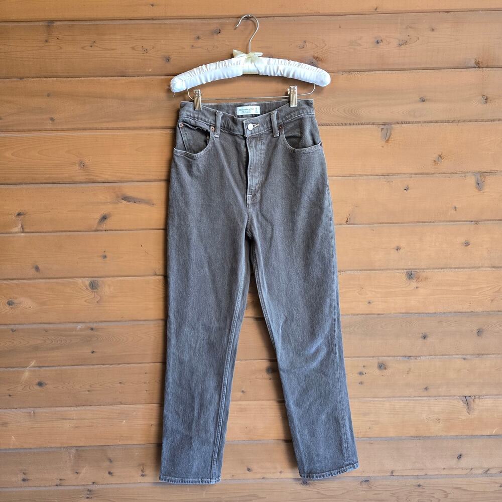 Abercrombie & Fitch Jean Brown 90s Straight Ultra High Rise 26 2 Denim Boho Pant - Picture 2 of 5